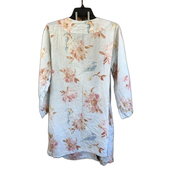 Plum Pretty Sugar Robe S Cotton Blue Floral Birds Long Sleeve Kimono Tie Short - Picture 3 of 9